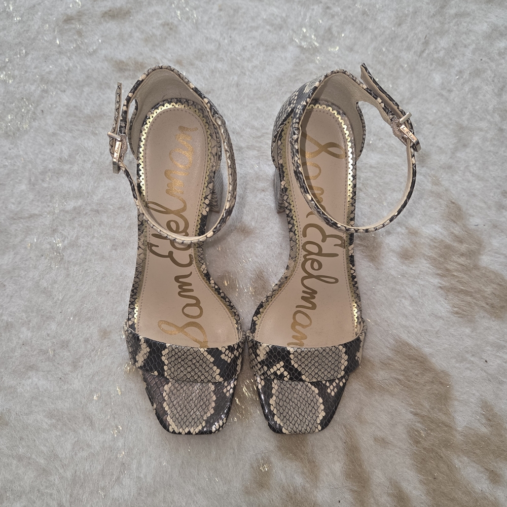 Sam Edelman Black and Cream Snake Print Heels
